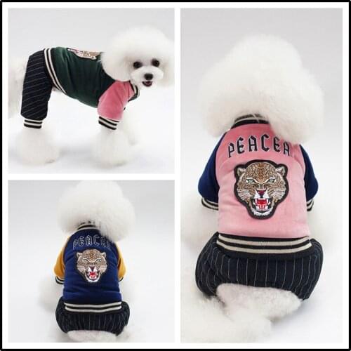 Pet Dog Clothes for Small Medium Dogs,Winter Warmth Padded Tiger Head Print Two-leg Cotton Coat,Teddy Chihuahua Puppy Costume