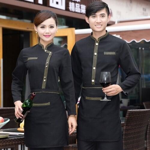 Hotel Cafe Restaurant Waiter Service Long Sleeve Fast-food Restaurant Autumn Winter Women Men Waiter Uniforms Kitchen Tooling