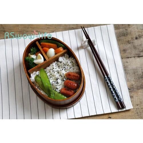 Oval Brown Wooden Sushi Lunch Box Solid Color Creative Wooden Tableware Adult Lunch Box For Home Kitchen Accessories