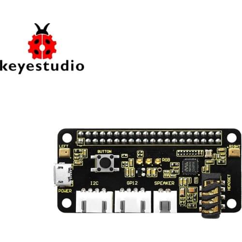 Keyestudio 5V ReSpeaker 2-Mic Pi HAT V1.0 Expansion Board For Raspberry Pi 4B / Zero / Zero W/B+/3B+/3B
