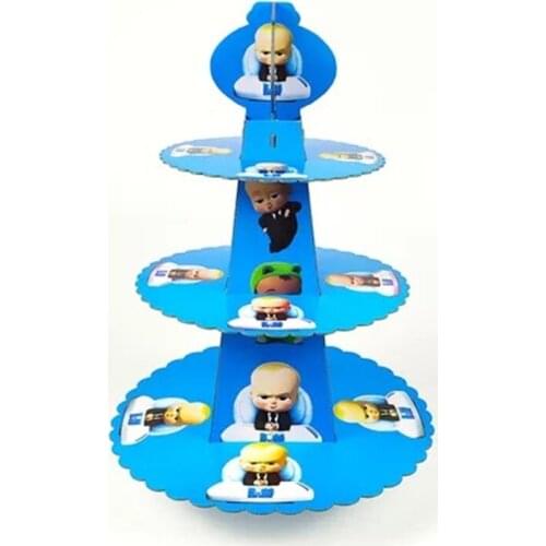 Baby Boss Theme Party Supplies 3-tier Cupcakes Holder Baby Shower Kids Decorations Birthday Cake Stand Candy Cake Display Stand