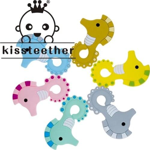 Kissteether BPA-free Hippocampus Beads 20pcs Silicone Rubber Necklaces For Babies And Silicone Kids Teether Toys