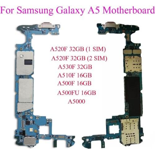 Tested Original unlocked Mainboard For Samsung Galaxy A5 A520F A510F A530F A500F A500FU Motherboard With Full chips logic Board