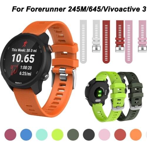 20mm Watchband For Garmin Vivoactive 3 Music Vivomove HR Silicone Strap For Forerunner 245 158 645 Venu Sq Watch Sport Bracelet