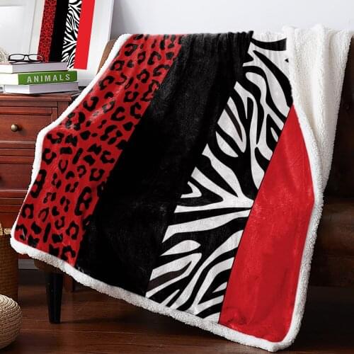 Pattern Zebra Print Leopard Print Fleece Blanket Warm Cashmere Blanket Office Sofa Supplies Blankets for Beds