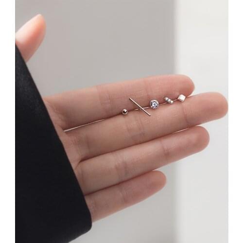 Modian One Set of Five Stud Earring for Women Tiny Geometric Anti-Allergy Sterling Silver 925 Ear Pin Fine Jewelry Accessories