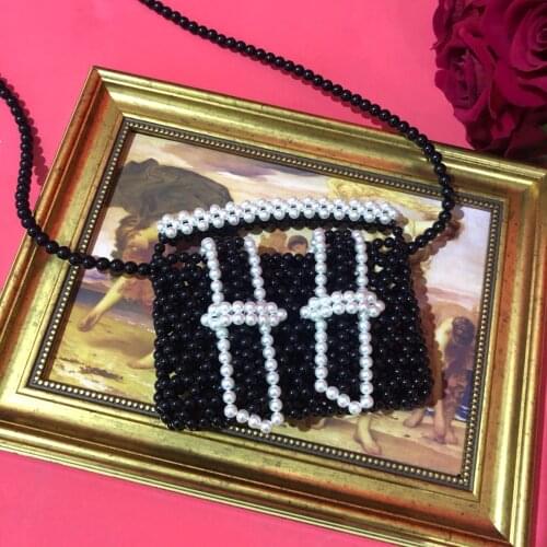 NEW Handmade Pearl Bag Beaded Tote Women Party Retro Acrylic Plastic Tote Bag 2020 Summer Luxury Brand Evening Bag Wholesale