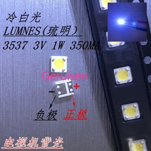 100PCS LUMENS LED 3535 3537 LED TV Backlight High Power 1W 3V LED Backlight Cool white For LED LCD TV Backlight Application 4D
