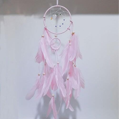 Room Decoration Wind Bell Pendant Girls Heart Dream Net Birthday Gift Length 50cm Wall Hanging Pink Three Lifes