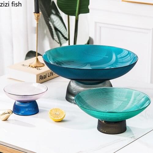 Stained Glass Fruit Bowl Food Dishes Dessert Snack Dish Quality Serving Trays Coffee Table Tea Saucer Cake Stand Large Plate