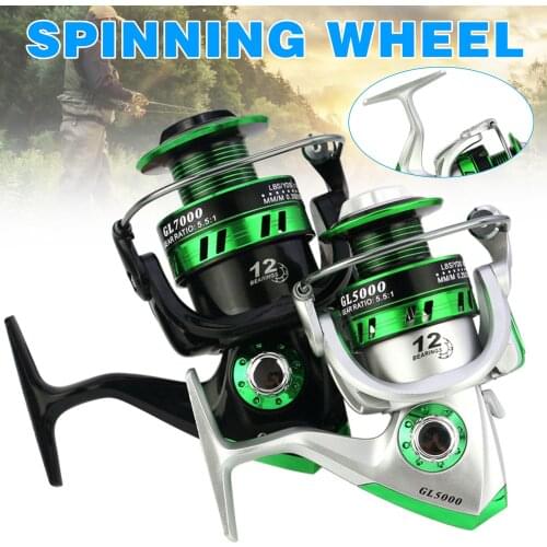 Spins Fishing Reel 12BB 5.5: 1 High Quality Right / Left Spin Ball Bearings Metal Reel Fishing Tackle ZJ55
