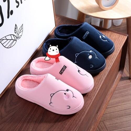 Cartoon Bear Women Slippers Non-Slip Soft Winter Warm House Couple General Slippers Men Indoor Bedroom Floor Household Slippers