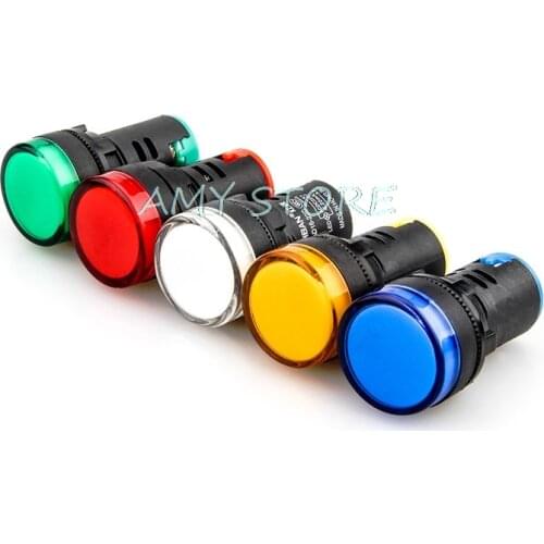 1Pc 22mm AD16-22DS Indicator Pilot Signal Light Lamp Power Work 6.3V 12V 24V 36V 48V 110V 220V 380V Red Blue Green Yellow White