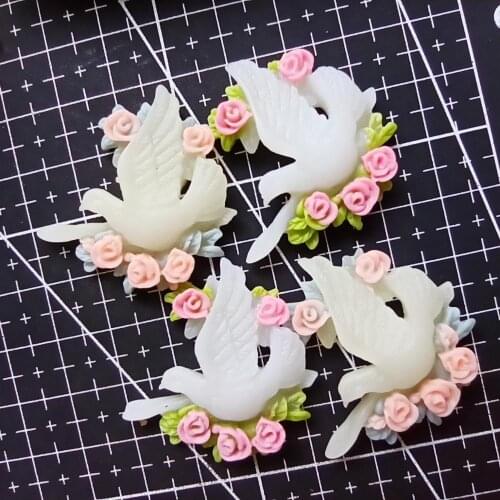 Resin flat back peace dove cartoon 34mm fairy garden gnome moss terrarium decor crafts bonsai home DIY