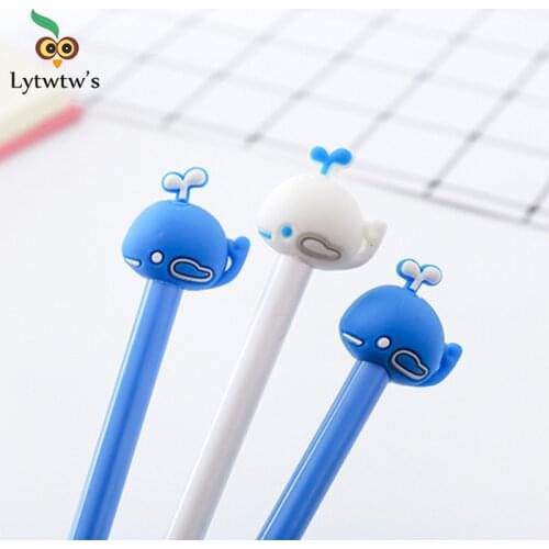 1 Pieces Lytwtws Cute Kawaii Cartoon Whale Gel Pen School Office Supply Stationery Creative Sweet Pretty Lovely Narwhal Korea