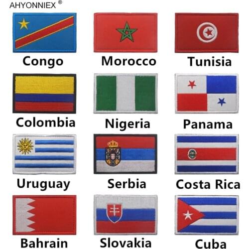 1PC Cuba Slovakia Colombia Serbia Uruguay Nigeria Costa Rica Embroidered Badge Flag Patches for Clothes Backpack Sew On Patch