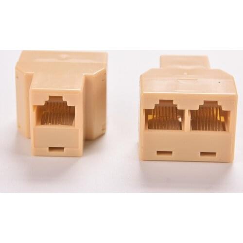 10pcs Socket Network Plug LAN Port 1 to 2 Socket Splitter Connector Adapter DZ517 RJ45 Coupler 8P8C Ethernet Cable Extender