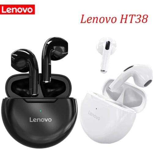 100% Original Lenovo LivePods HT38 TWS Bluetooth Earphone Mini Wireless Headphones Earbuds with Mic Sport 9D Stere Bass Headset