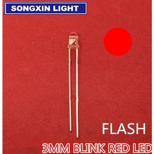 1000pcs 3mm Red Light-Emitting-Diode Automatic Flashing LED Flash Control Blinking 3 mm Blink LED Diodo 1.5HZ(90-96 times/minute