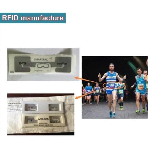 1000pcs rfid uhf 1-15M read range impinj monza chip smartrac dogbone wet inlay sticker 97*27mm for UHF RFID sports timing system