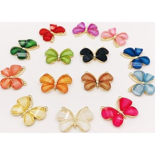 10PCS/Lot 2.2*2.8CM Resin Alloy Flatback Butterfly Button For DIY Clothing Applique Metal Wedding Embellishment Jewelry Craft