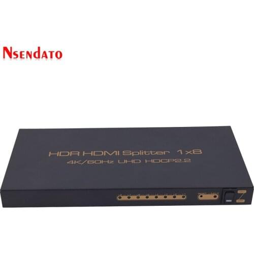 4K HDR HDMI Splitter 1X8 4Kx2K 60Hz 1 In 8 Out HDMI Switch Converter with Power adapter Support DTS Dolby HDCP2.2 3D 1080p HDTV