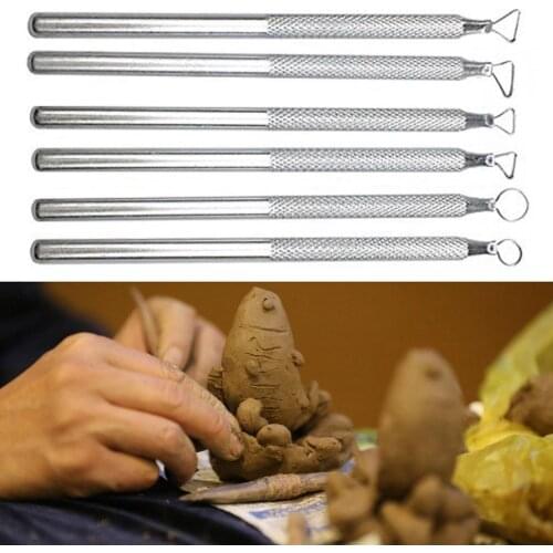 6pcs Pottery Clay Scraper Clay Sculpting Modelling Tools Aluminum Sludge Pottery Clay Sculpting Tools