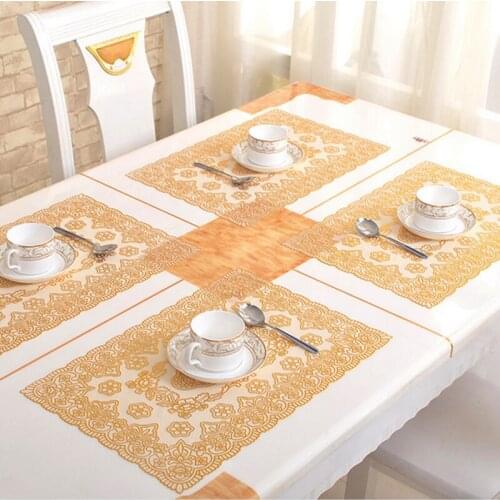 6pcs High quality Bronzing PVC Placemat Dining Tables Mats kitchen table bowl pad mat Cup, Kitchen Bar Accessories Tools