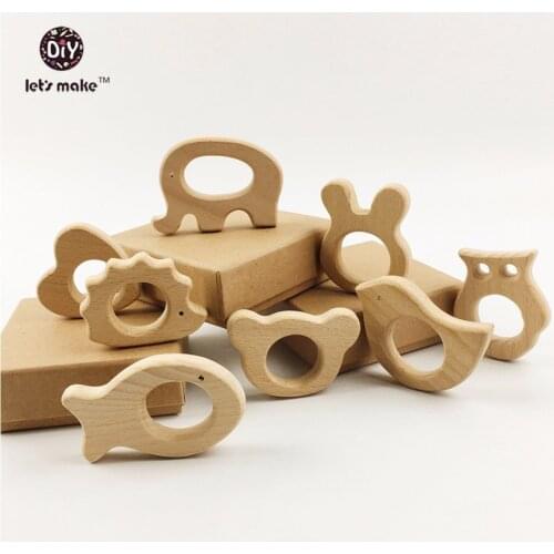 Lets Make 8pcs Wooden Charms Teething Baby Holder Toys Diy Accessories Nursing Gifts Wooden Chewing Shower Gifts Baby Teethers