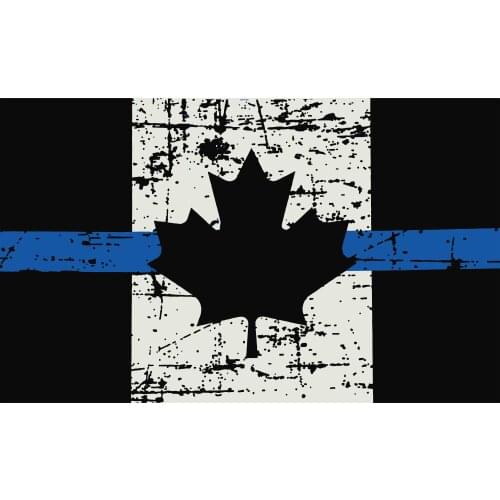 90*150cm Vintage Style Stained old Antiqued blue line Police Canada Flag for Decoration