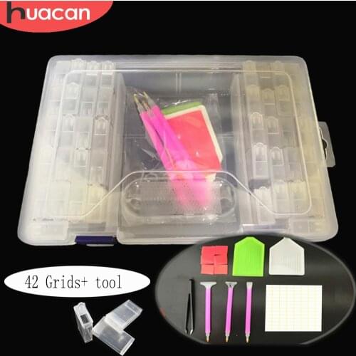 HUACAN Diamond Embroidery Storage Box Tool 5D Diamond Painting Mosaic Accessories Pen Mosaic Plastic Box