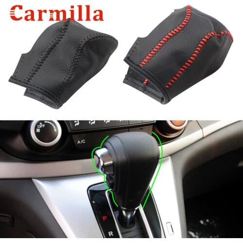 AT Genuine Leather Hand-stitched Gear Shift Knob Cover for Honda CRV CR-V 2007 - 2014 LHD Automatic Car Styling