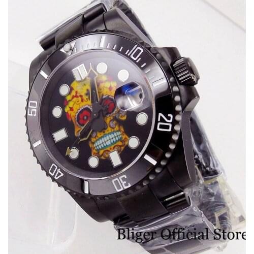 BLIGER 24 Jewels 40mm Dress Selfwinding Men Watch NH35A Movement Glide Lock Oyster Band Screw Solid Back Ceramic Insert