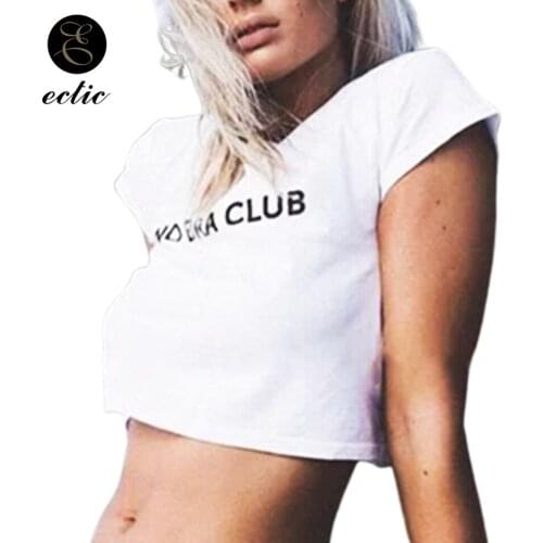Slogan T Shirt No Bra Club Harajuku Tight Crop Top Black And White T Shirt Women Short Sleeve Slim Top Cool Funny Sexy T Shirts