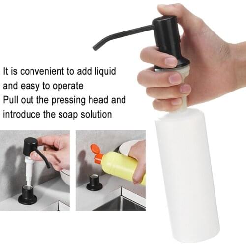 Black Kitchen Sink Soap Dispenser Bottle Dispenser Detergent Liquid Soap Lotion Dispensers Stainless Steel Head 300ML
