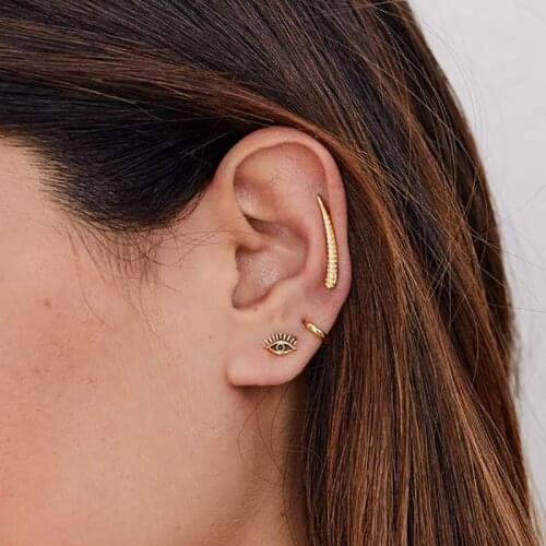 CRMYA Unusual Cubic Zirconia Gold Silver Plated Crawler ear Climber Earrings For Women Wedding Vintage Earring Punk Jewelry