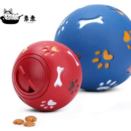 Dog Cat Food Dispenser Ball Silicone Sound Pet Toys Bite-resistant Rubber IQ Training Toys Interactive Tooth Cleaning Balls