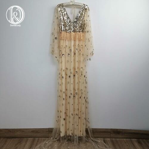 Don&Judy 2020 New Tulle Star Sequin Dress Pregnant Boho Sequence Dress Party Evening Gown Maternity Photography for Photo Shoot