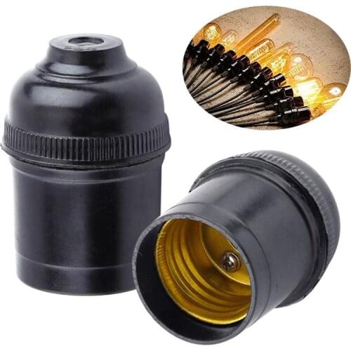 E27 4A Light Bulbs Lamp Holder Pendant Edison Screw Cap Black E5Q2 Vintage Socket H8U5