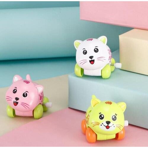 Classic Mini Auto Cats Car Animal Wind up Clockwork Developmental Toy Kids Gift