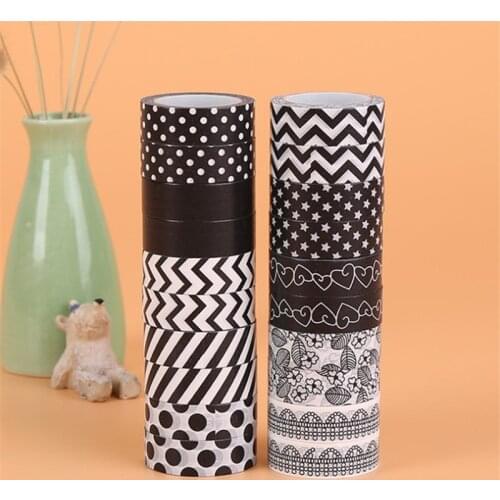 15mm*10m New Black Series Washi Tape Kawaii Adhesive Tape Lot Dreamcatcher Grid Japanese DIY Scrapbooking Fita Adesiva Papeleria