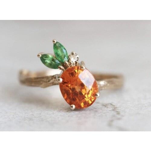 New Pineapple Style Inlaid Zircon Ring Fruit Gold Color Ring Fashion Womens Daily Wear Jewelry Anniversary Birthday Gift