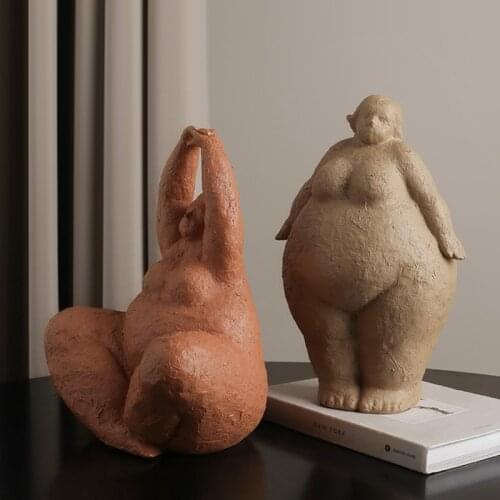 Creative Fat Woman Sculpture Resin Statue Character Model Modern Home Decor Living Room Desk Decoration Abstract Art Crafts