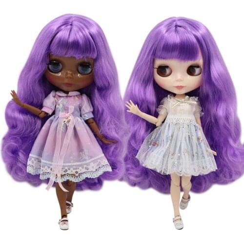 ICY DBS Blyth Doll 1/6 30cm customized face with purple hair nude joint body for girl gift toy BL7216