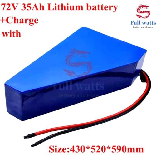 72v 35ah Lithium Li Ion Triangle Battery Pack with BMS for 72v 1500w 3500w Electric Bicycle Bike Scooter +8A Charger + Bag