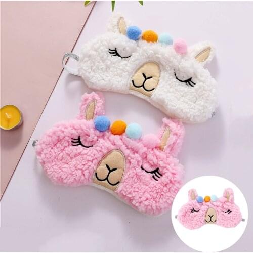 Cute Alpaca Sleep Eye Mask Eyeshade Shading Cotton Plush Goggles Eye Mask Sleep Mask Eye Cover Care Blindfold Gift Accessories