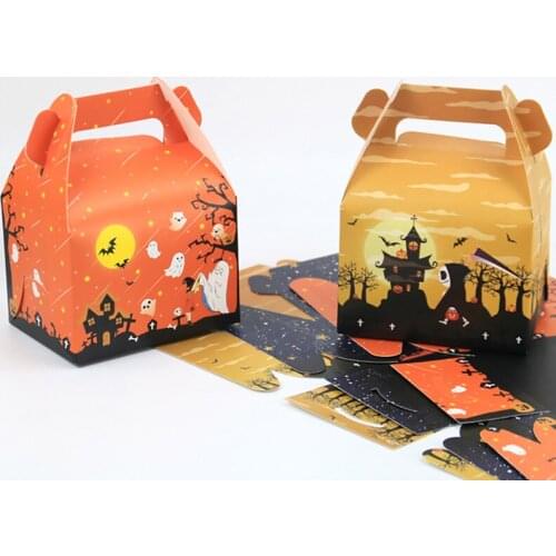 Cute Spider Web Ghost Pattern Halloween Party Gift Boxes Pastry Packaging Box Baking Bread Wrapping Paper Box Party Supplies