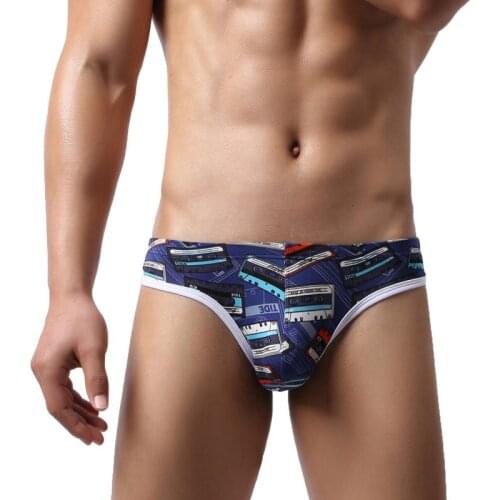 Men Funny Briefs Cartoon Printed Breathable Underwear Cucea Underpants U-convex Pouch Slip Gay Panties Calzoncillos Male Bikini