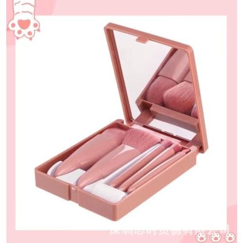 Mini Matte Makeup Brushes Set Wooden Handle Eyeshadow Eyebrow Foundation Blush Loose powder Lips Face Makeup Tools 5Pcs