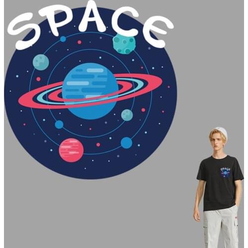 Iron-on Space Transfers Cute Patches For Clothing Vinyl Thermo Stickers Applique Diy Heat Thermotransfer Stripes On Clothes Set